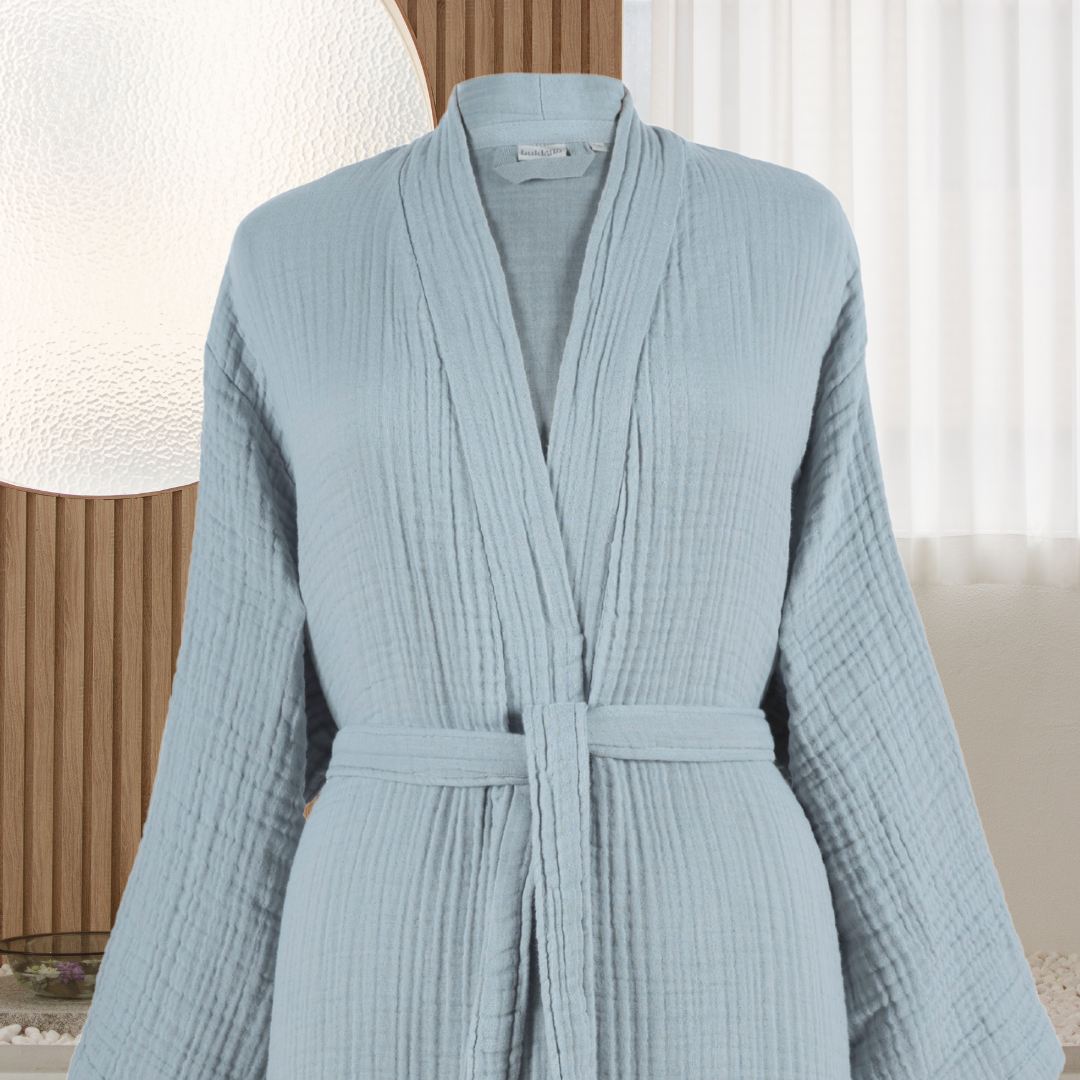 Crinkle Gauze Muslin Bathrobe, Jasper