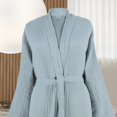 Crinkle Gauze Muslin Bathrobe, Jasper