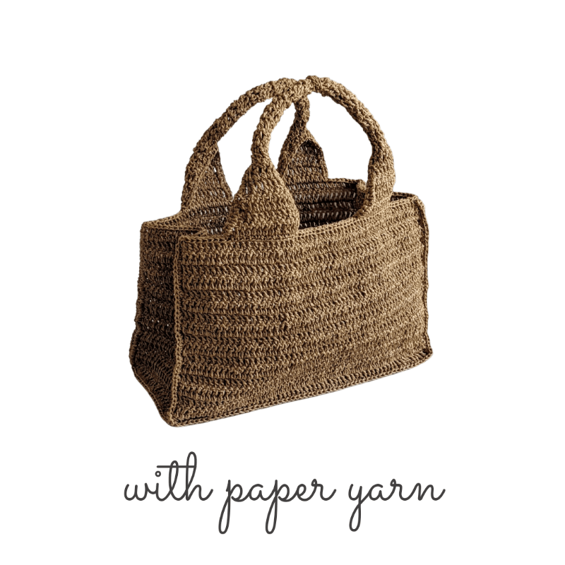 Handmade Paper Yarn Crochet Bag 100% Paper, Cinnamon