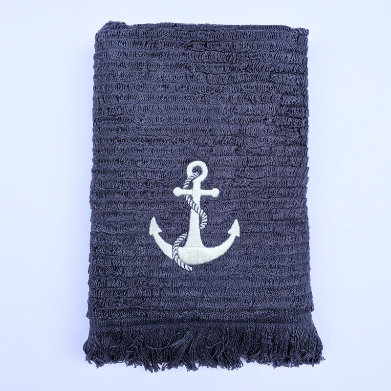 Athena, Terry Towel, Purple Gray w/Anchor Embroidery