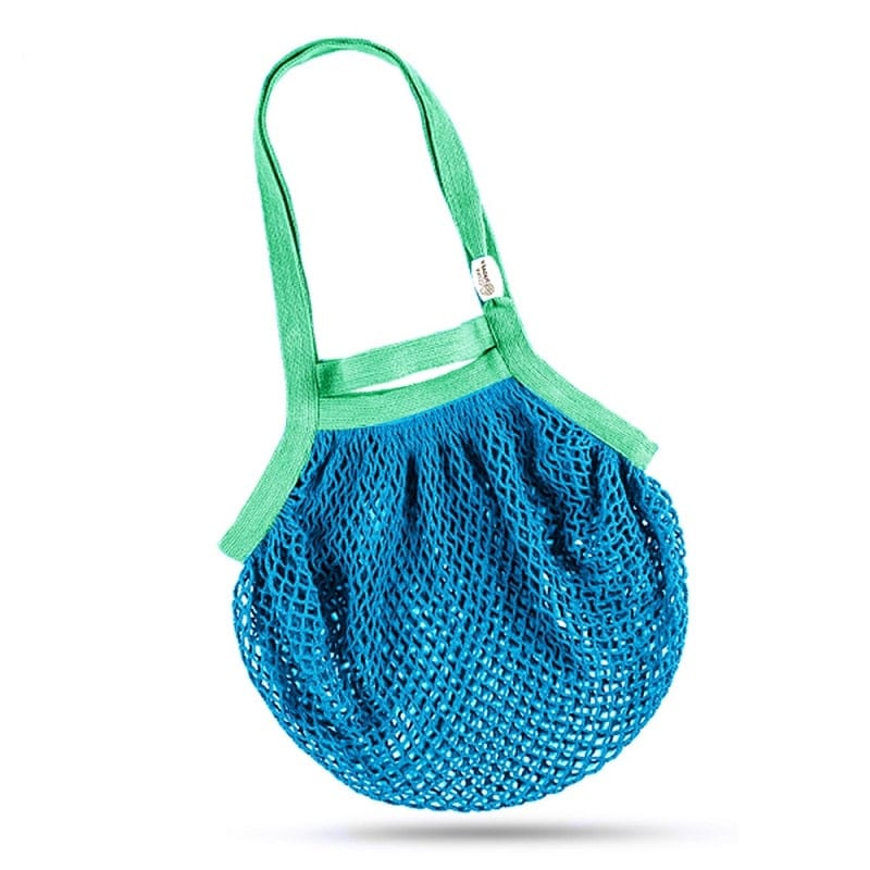 Cotton Net Bag, Double Handles, Turquoise & Green