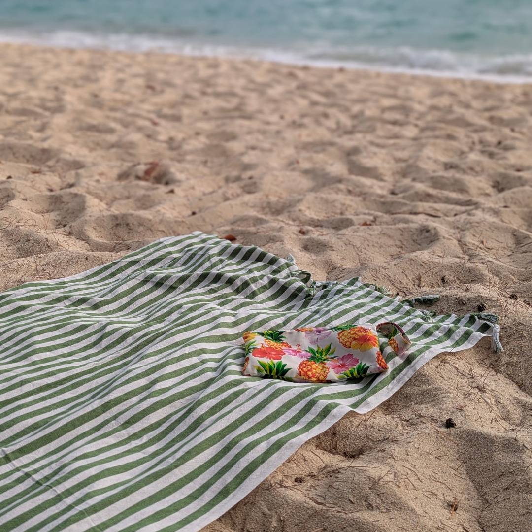 Zebra Turkish Towel 100%Cotton Striped, Green