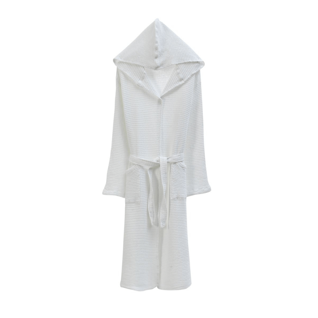 Cotton Bamboo Waffle Bathrobe with Hood 210gsm