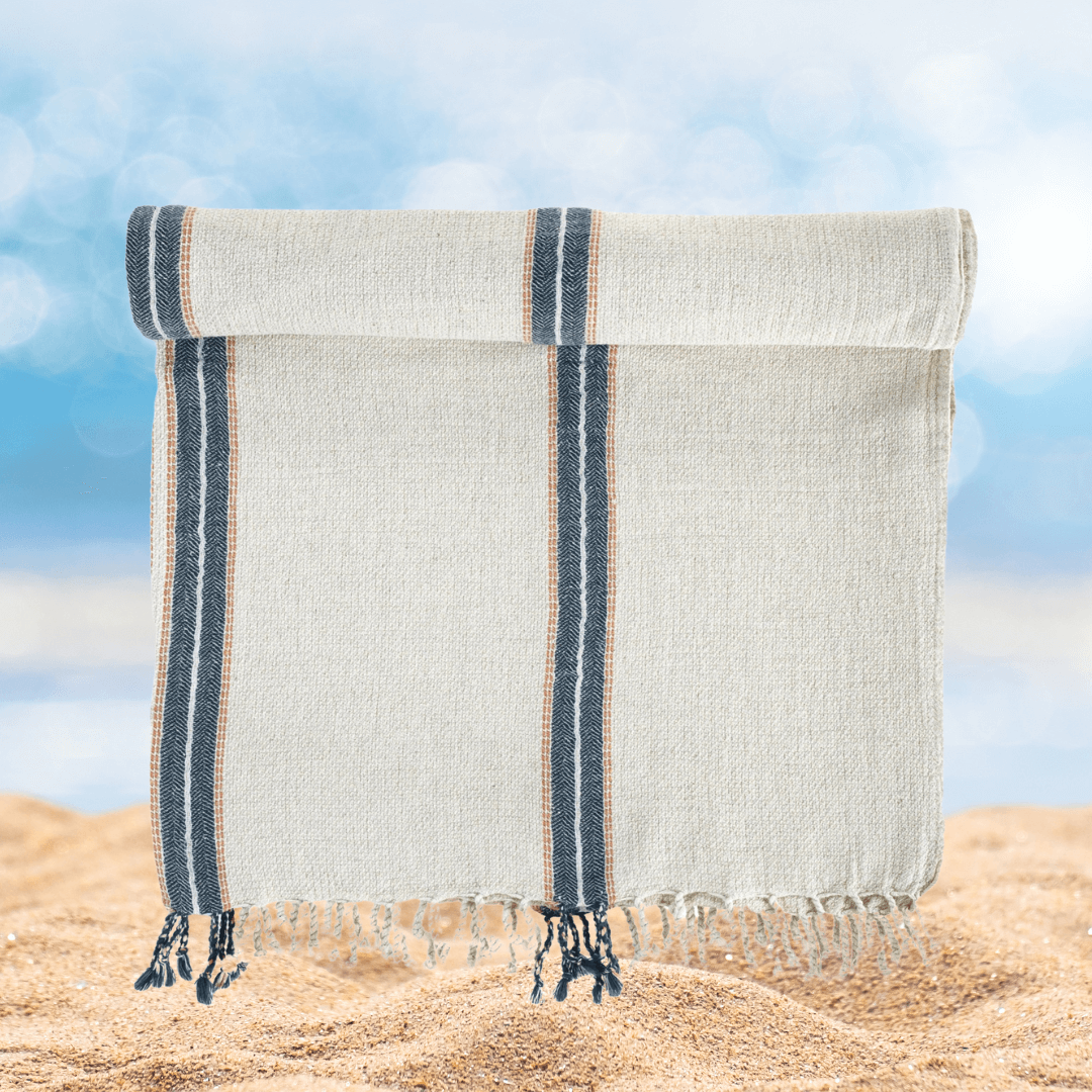 Turkish Beach Towel 30% Linen 205gsm SPA Bath, Hestia