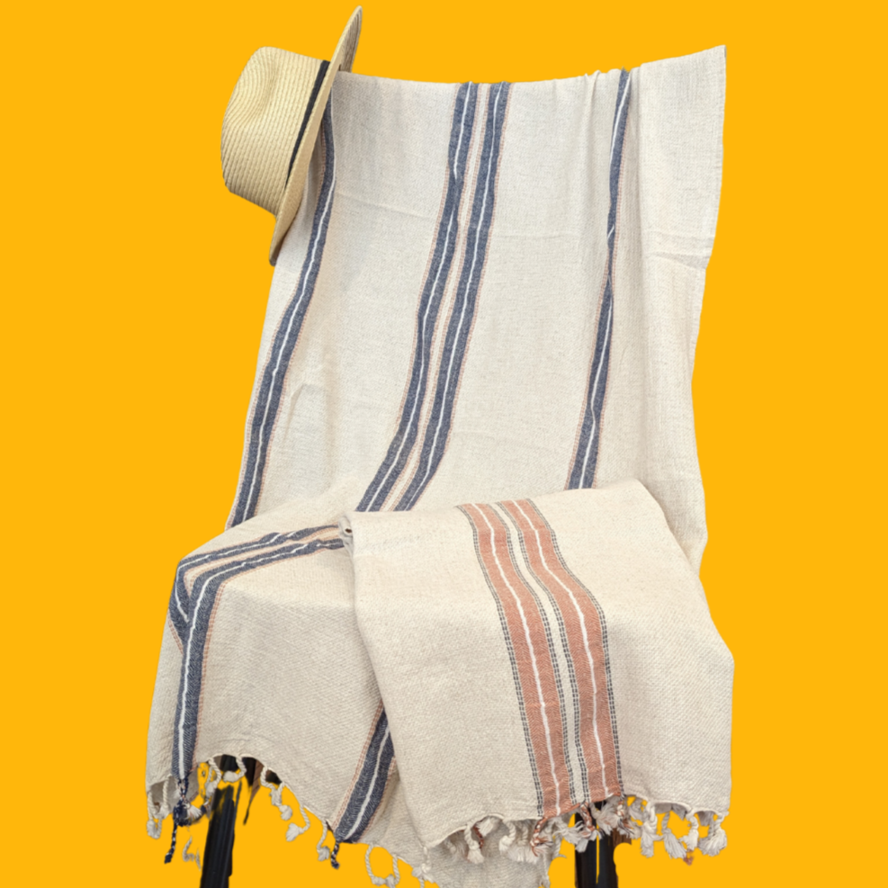 Turkish Beach Towel 30% Linen 205gsm SPA Bath, Hestia