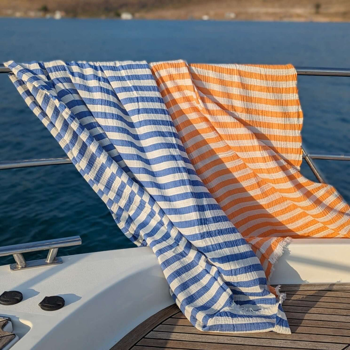 Turkish Beach Towel XL Oversized Crinkle Gauze 100%Cotton 100x200cm Stripes