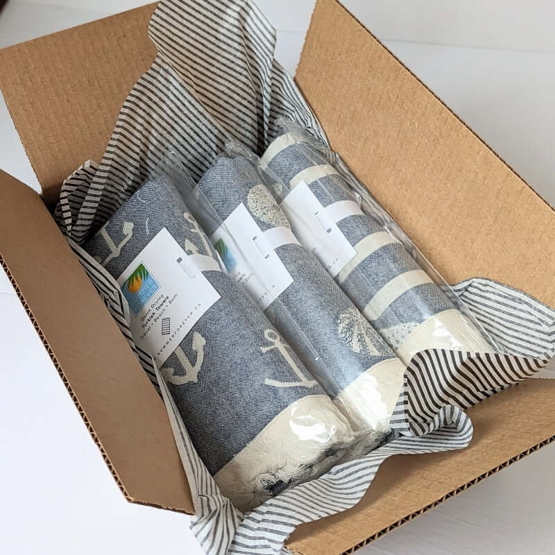 Turkish towel marine set ready to be shipped in box