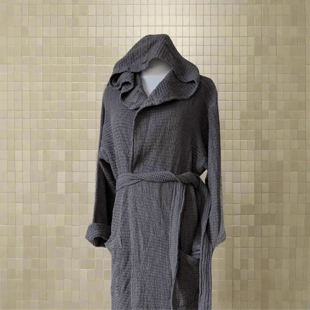 Waffle Bathrobe with Hood, Bohem