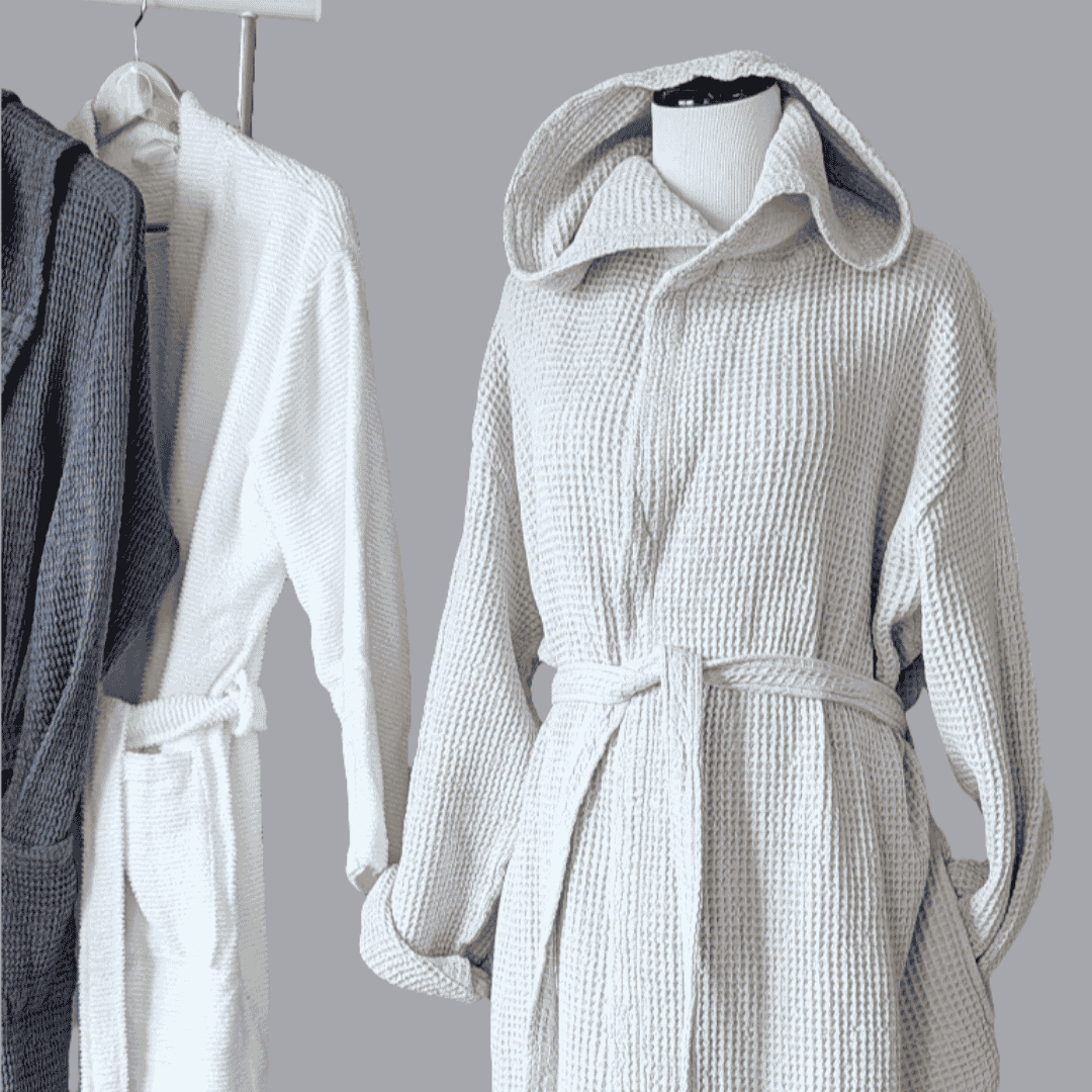 Hooded Bathrobe Waffle 390gsm Luxury, Lento