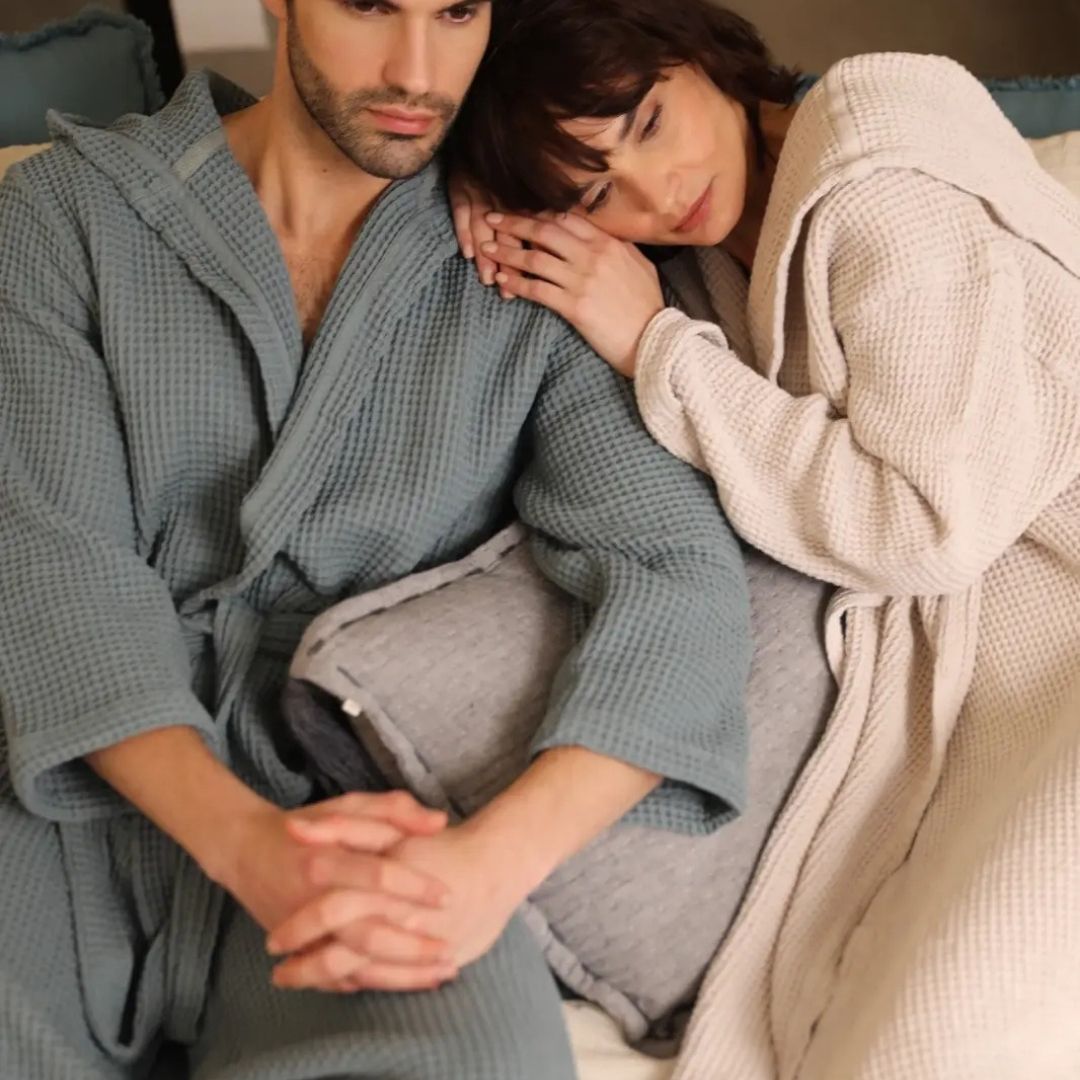 Waffle Bathrobe with Hood, Lento