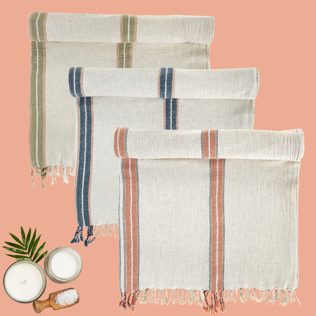 Linen-Cotton SPA Sauna Turkish Towel Set (3), Hestia