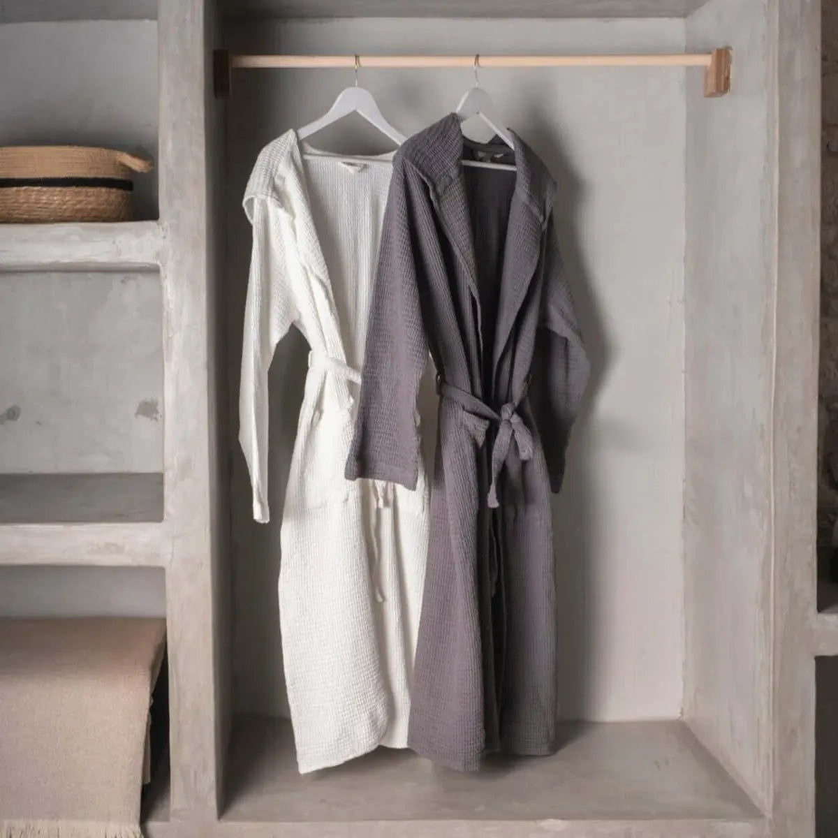 Waffle Bathrobe with Hood, Bohem