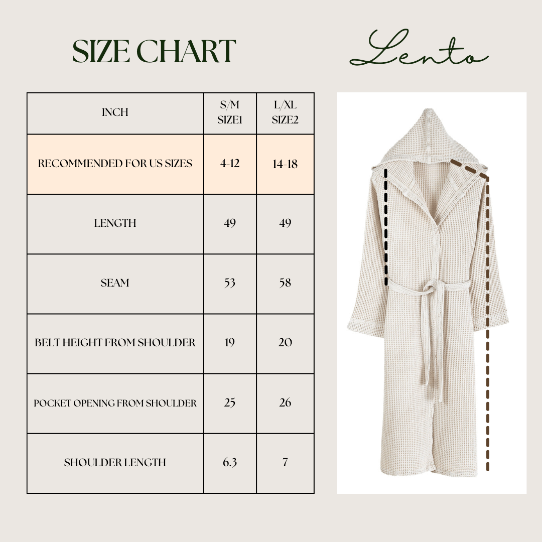 bathrobe sizing chart 