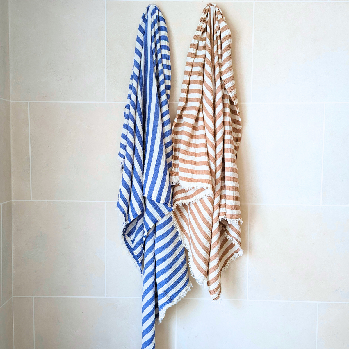 Turkish Beach Towel XL Oversized Crinkle Gauze 100%Cotton 100x200cm Striped