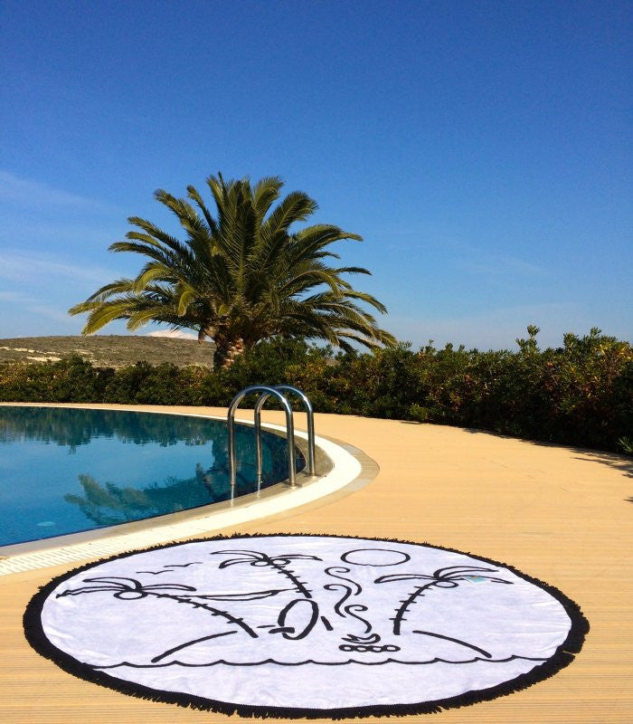 The Perfect Little Island, Round Towel, SummerForever.ca Summer Forever 100% Cotton, Canada Toronto 