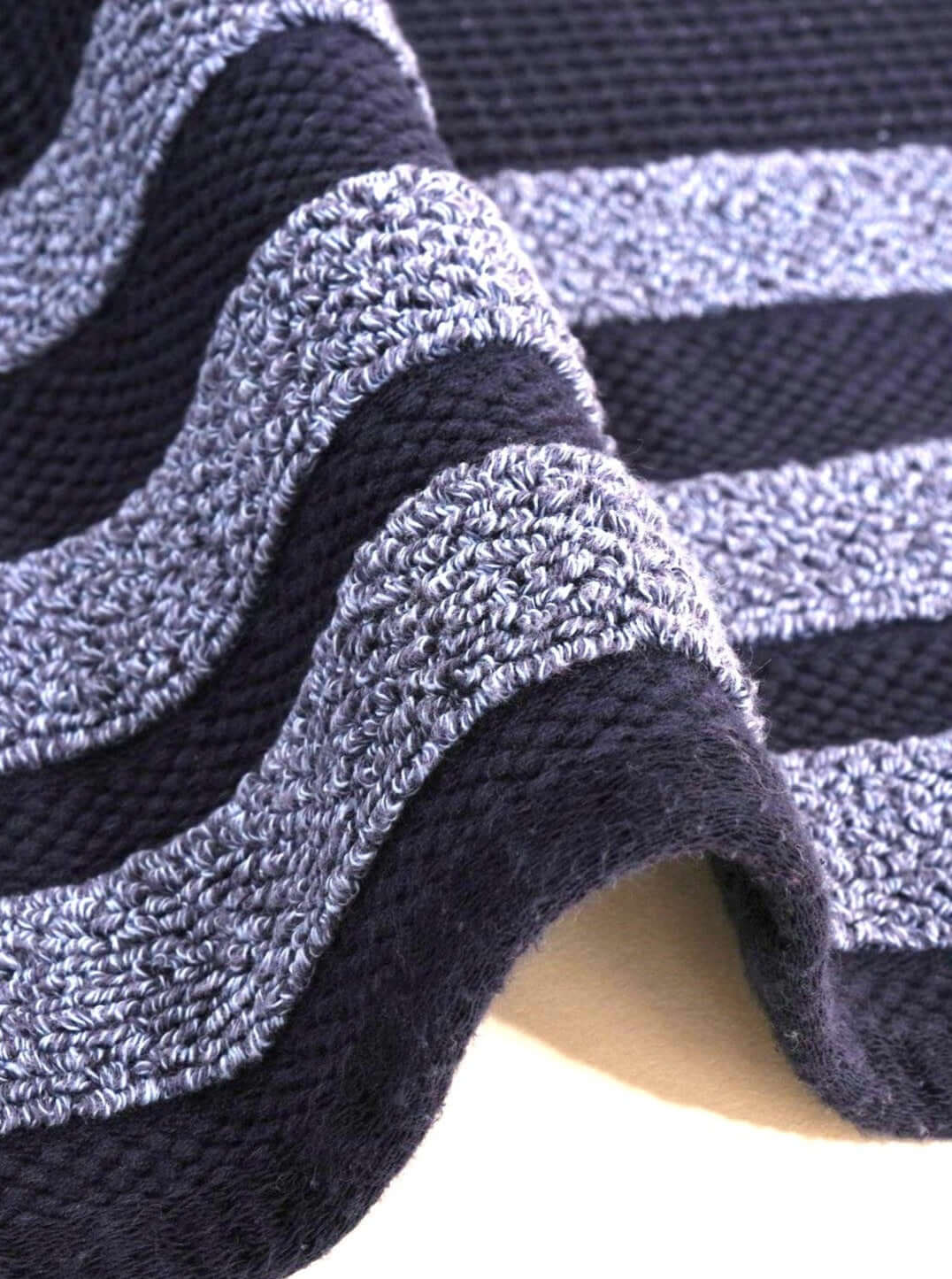 Luxury Turkish Bath towel with special texture; terry cloth and waffle weave on either side, navy close up 
