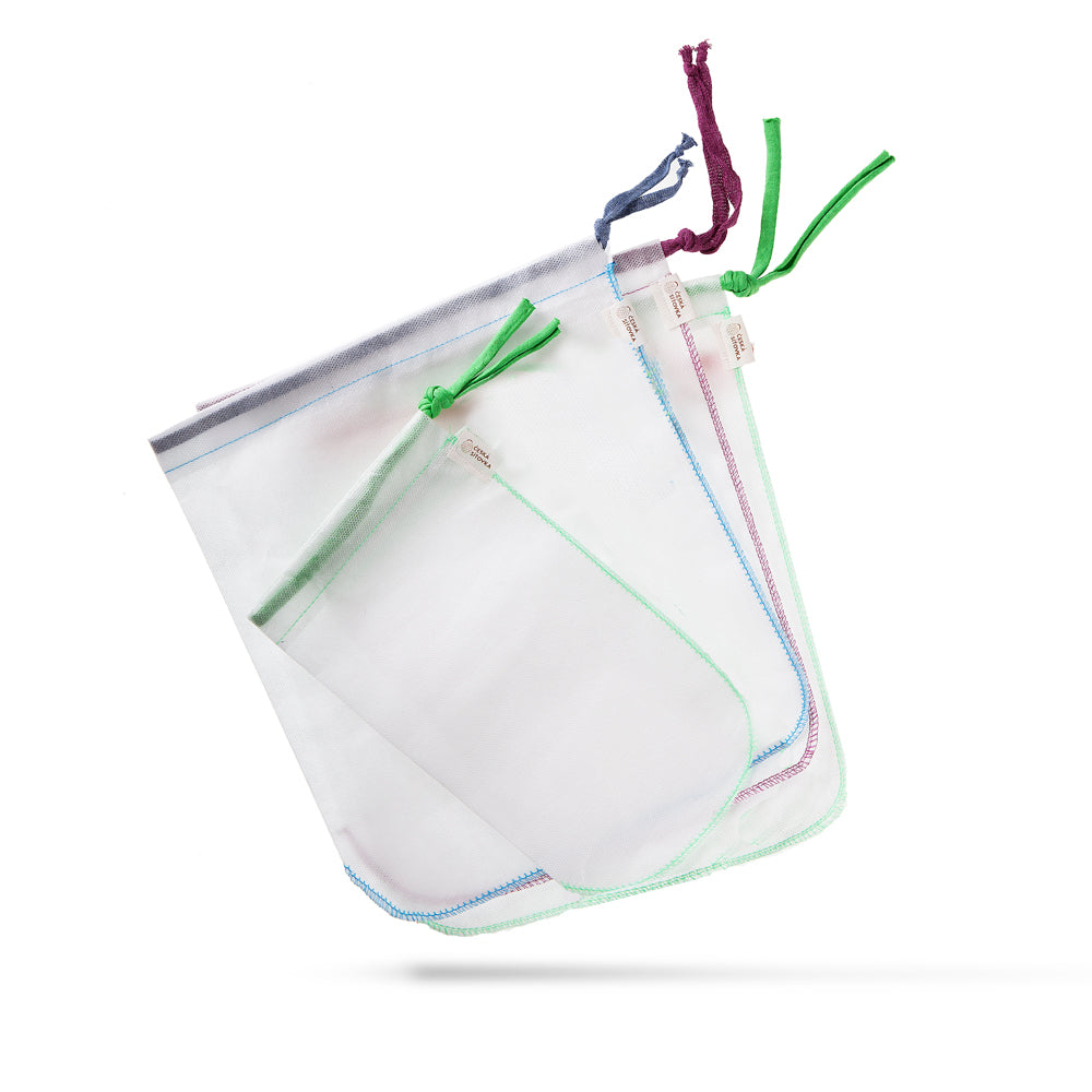 Reusable Produce Bags 3+1, for Fruits and Veggies, White