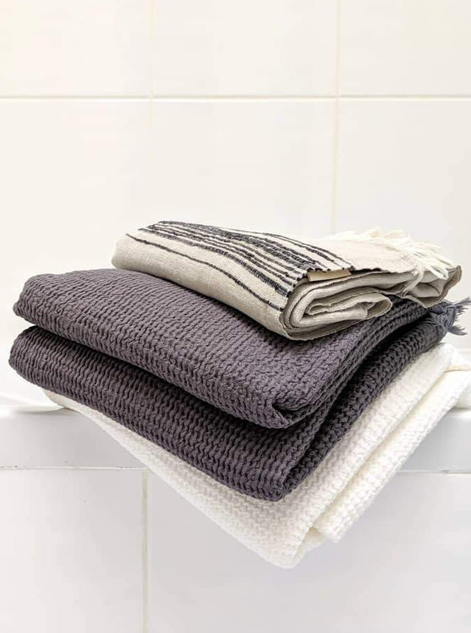 Waffle Turkish Towel 35% Bamboo 210gsm, Anthracite