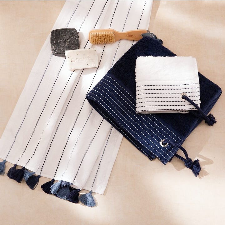 Lina, Terry Towel, Blue Stripes on White