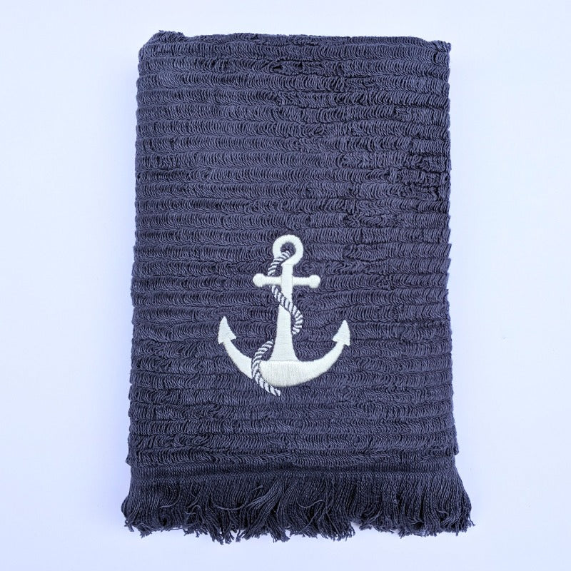 Athena, Terry Towel, Violet Gray w/Anchor Embroidery