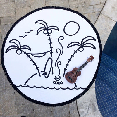 The Perfect Little Island, Round Towel, SummerForever.ca Summer Forever 100% Cotton, Canada Toronto 