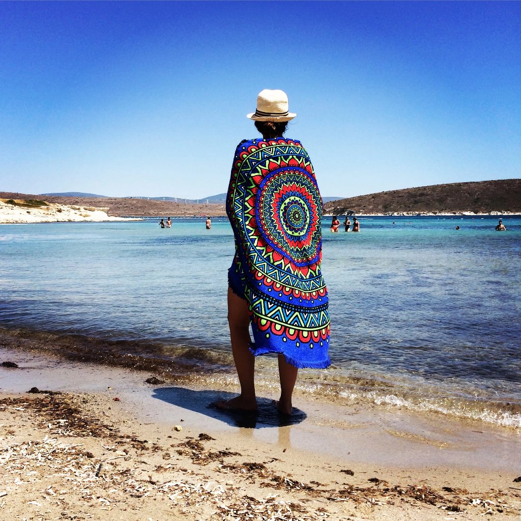 Designer Round Towel, Circle, with fringes, beach blanket, Boho, Boho chic