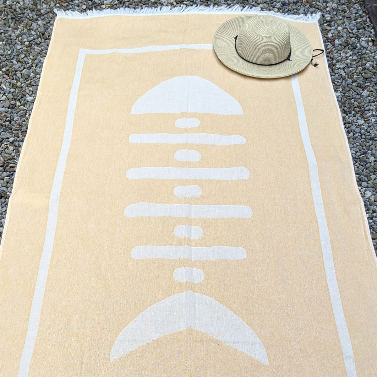 SALE - Fishbone, Turkish Towel, Yellow