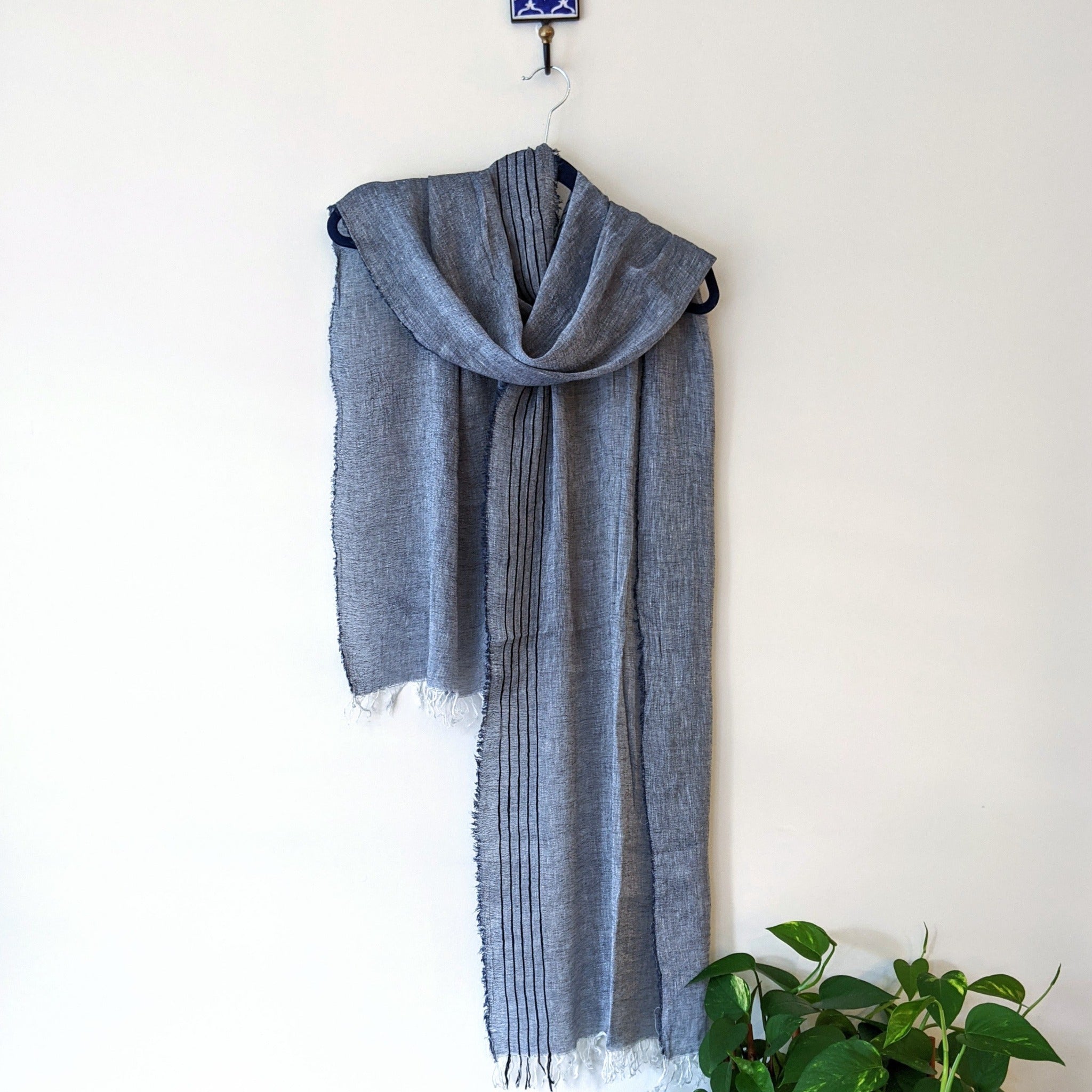 Indigo shop linen scarf