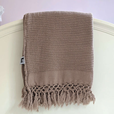 Waffle Throw, Blanket; Sand Beige