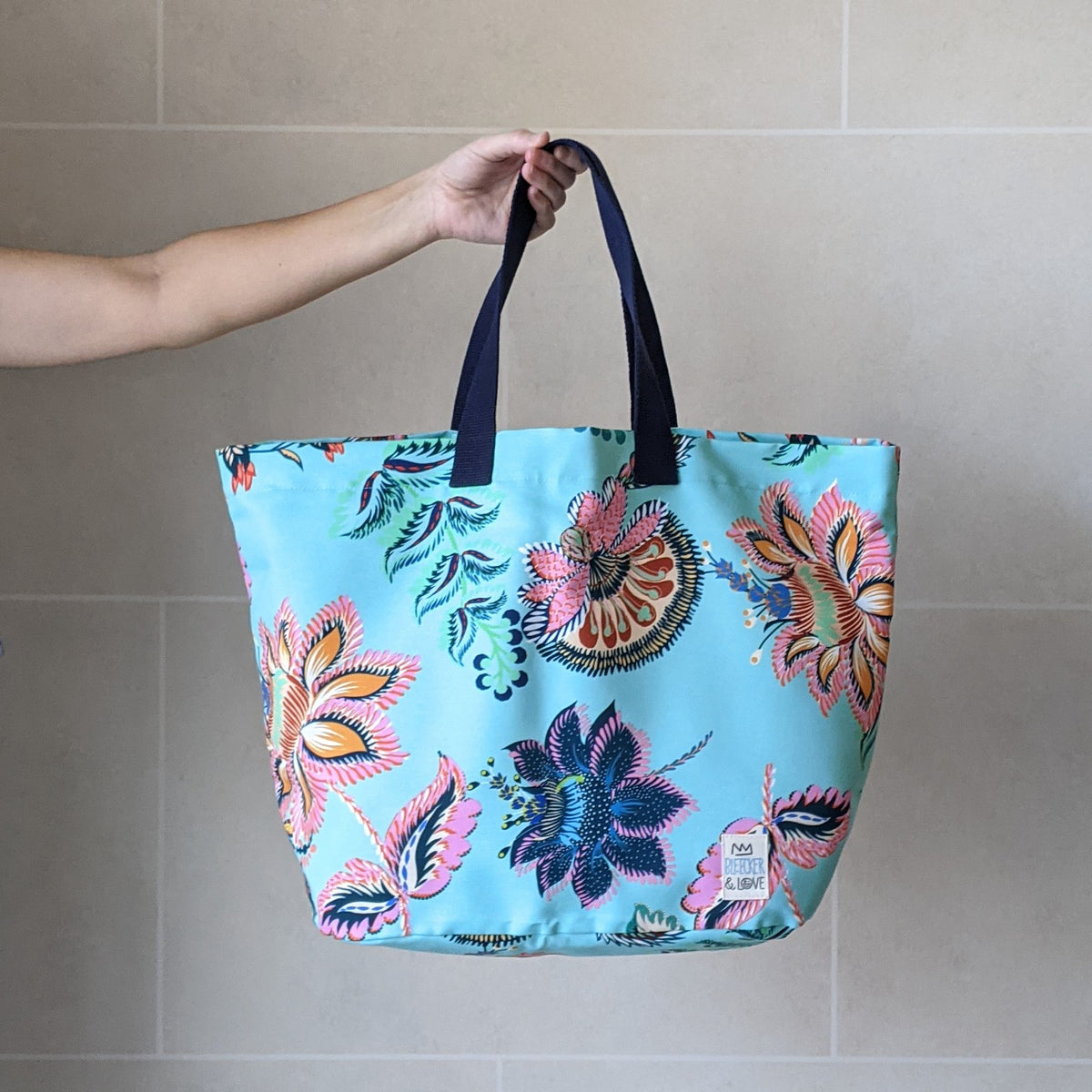 Beach Bag - Floral  - Turquoise
