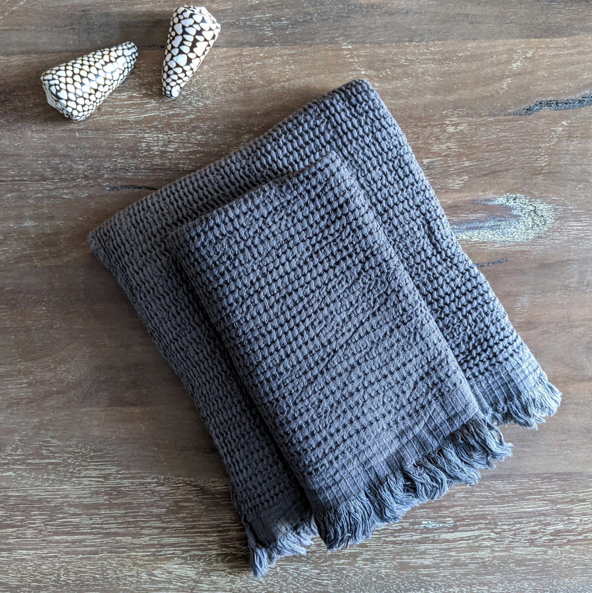 Waffle Turkish Towel 35% Bamboo 210gsm, Anthracite