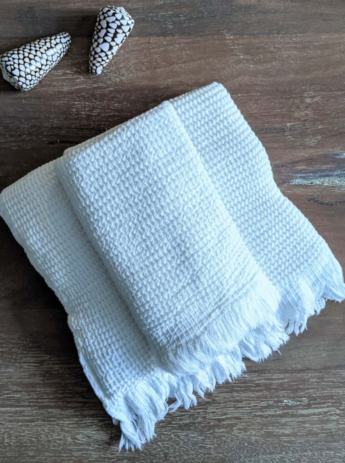 Waffle Turkish Towel 35% Bamboo 210gsm, Off White