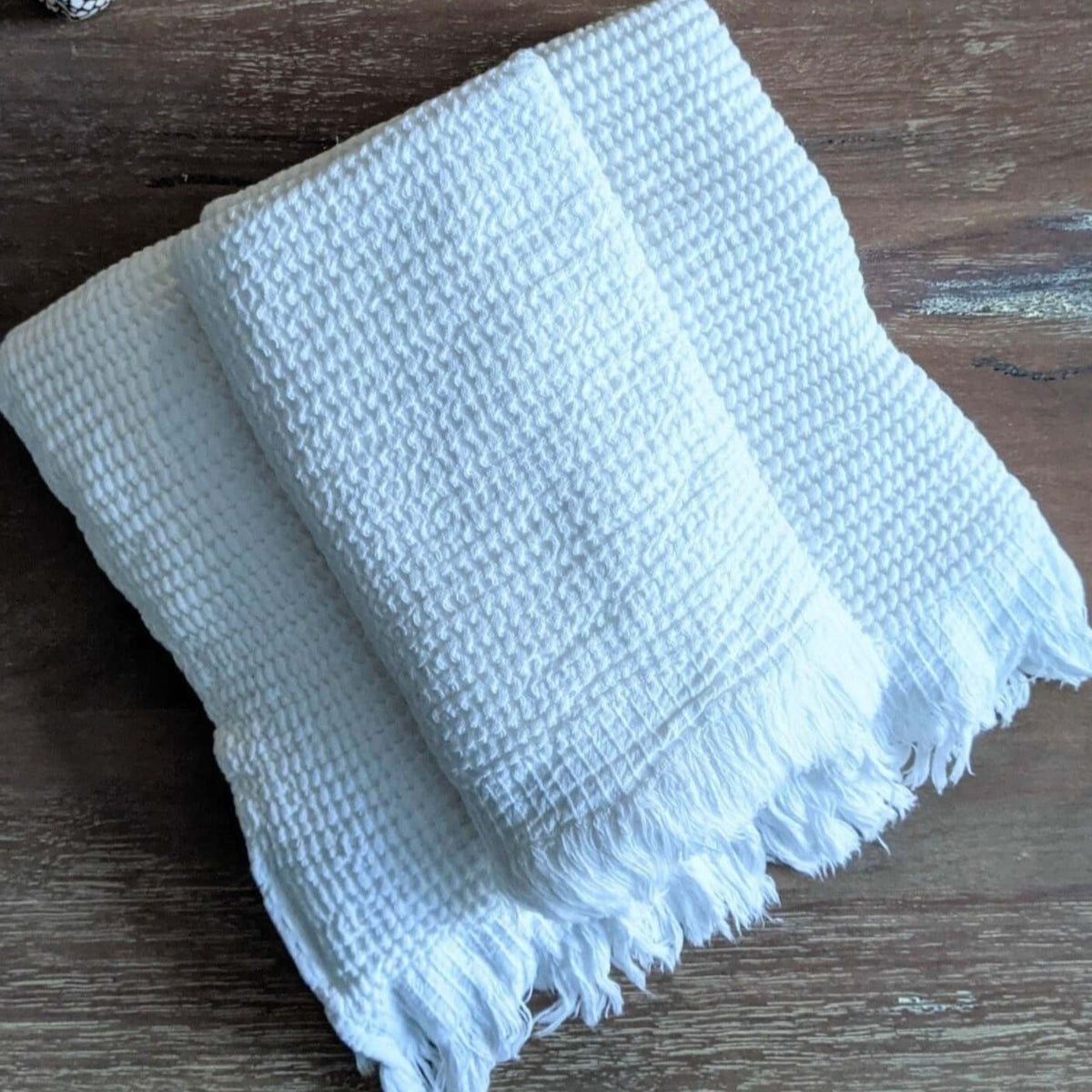 Waffle Turkish Towel 35% Bamboo 210gsm, Off White