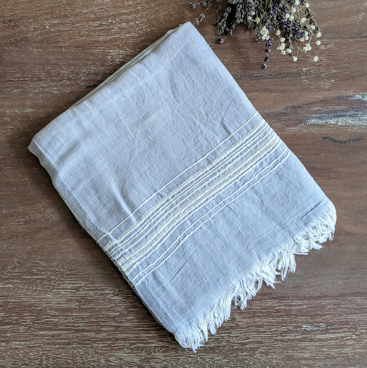 Linen Turkish Towel, Blue Gray