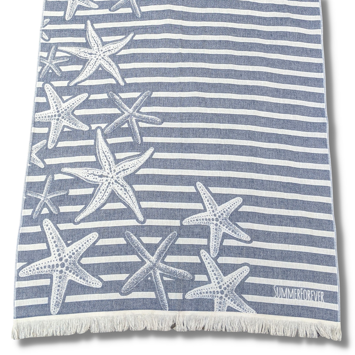 Turkish Beach Towel 240gsm Reversible, Starfish Navy