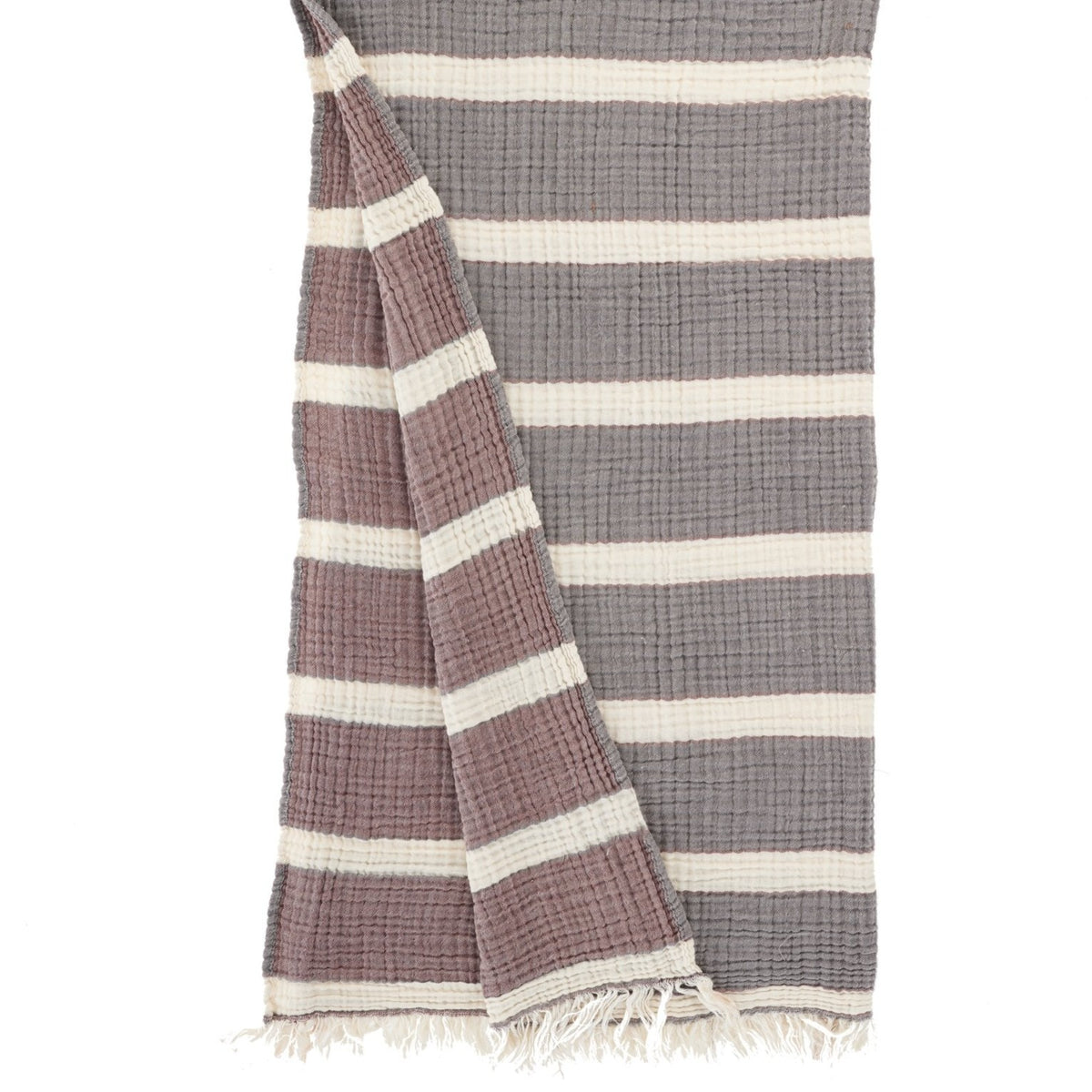 Sale - Quattro, Turkish Bath Towel, Anthracite & Burgundy