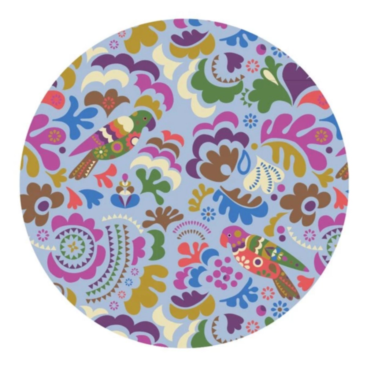 CLEARANCE - Round Towel, Parrot Island, Pastel with Pompoms