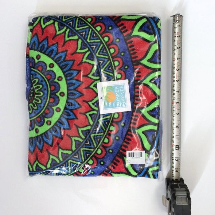 SALE - Round Towel, Naia, Vibrant Colours, Mandala Design with Fringes