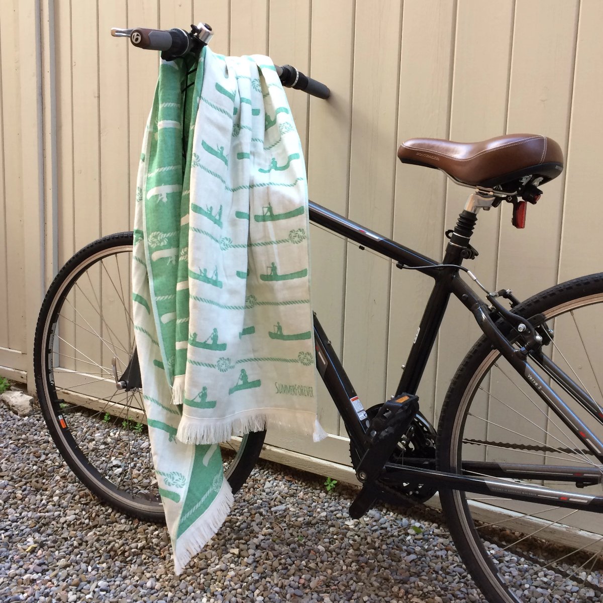 Canoe Design Turkish Towel, Green, use in Hiking, Camping, Canoeing, Toronto Canada 
