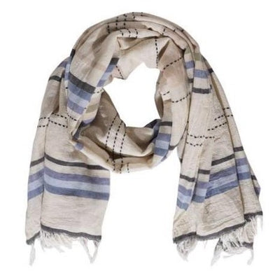 Salinas Pareo, Navy & Blue Stripes on Beige  