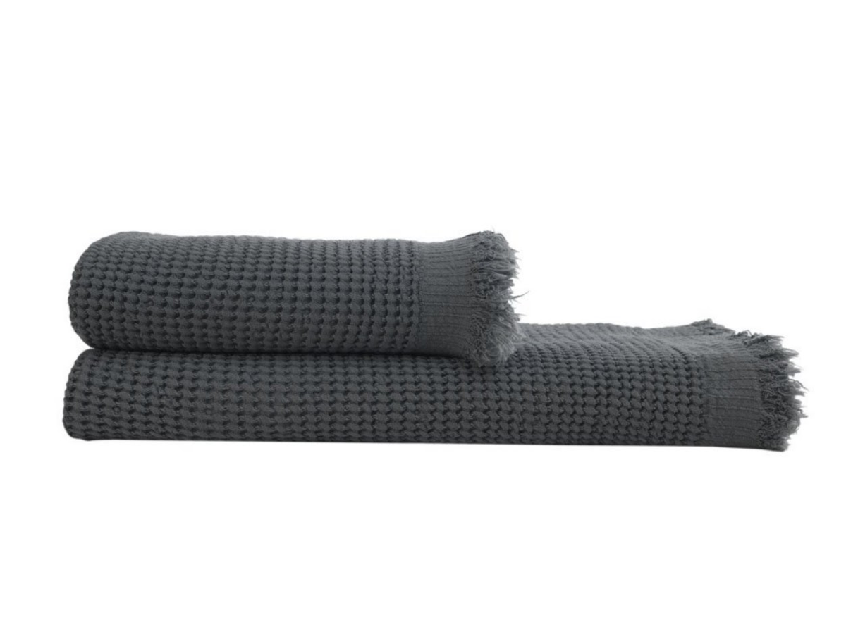 Waffle Turkish Towel 35% Bamboo 210gsm, Anthracite