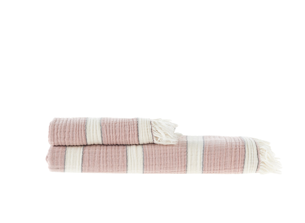 Quattro, Turkish Towel 240gsm, Rose & Anthracite