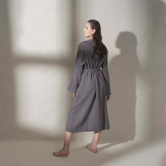 Waffle Bathrobe with Hood, Bohem